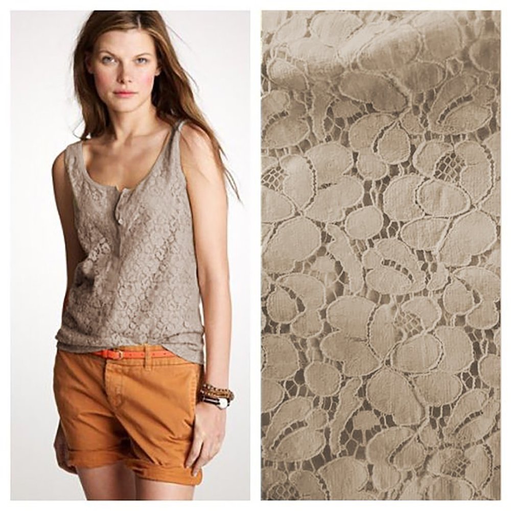 J. Crew Lace Front Henley Tank in Taupe, XS